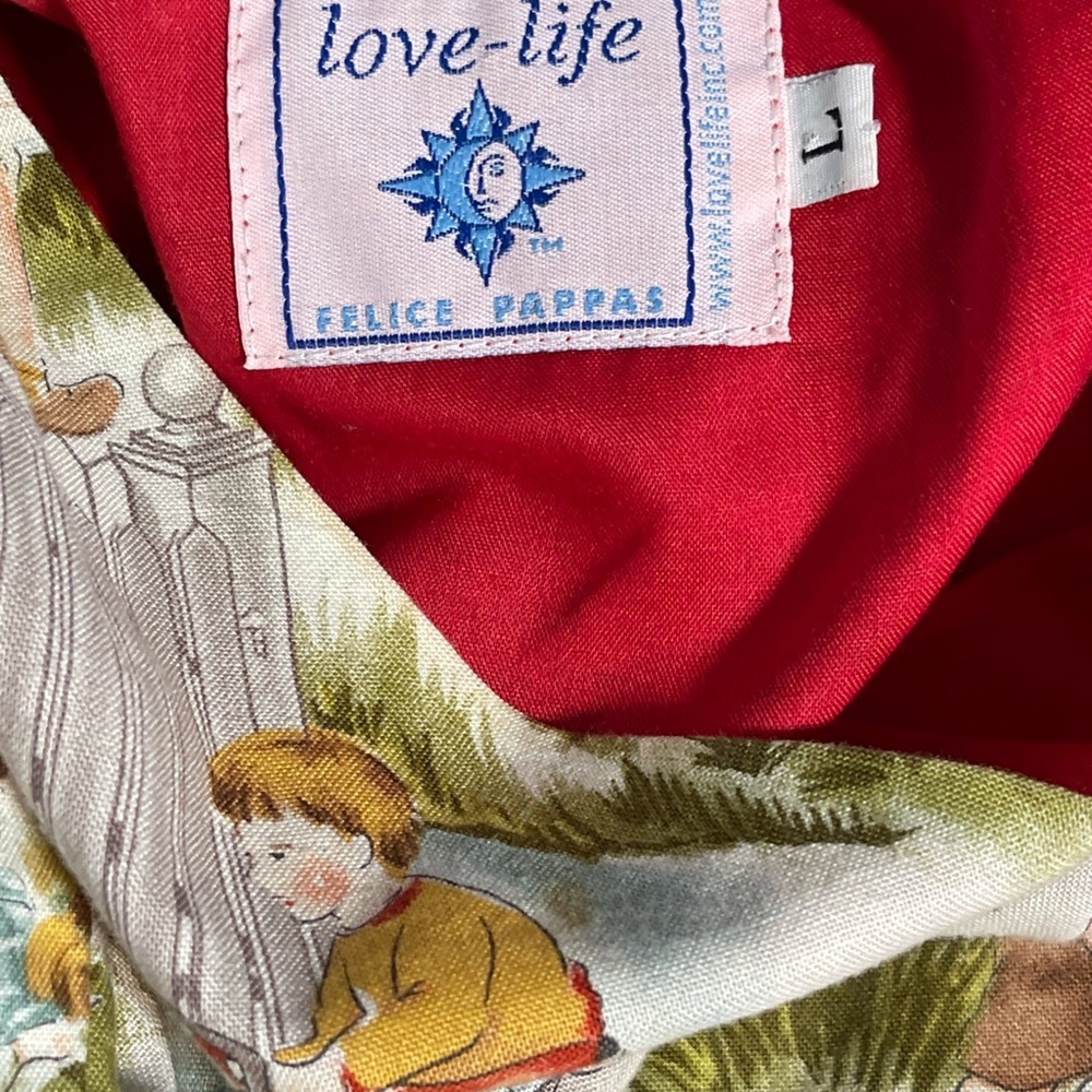 Love Life Felice Pappas Novelty Print Dress Storybook Picnic Cottagecore Large - Picture 6 of 6